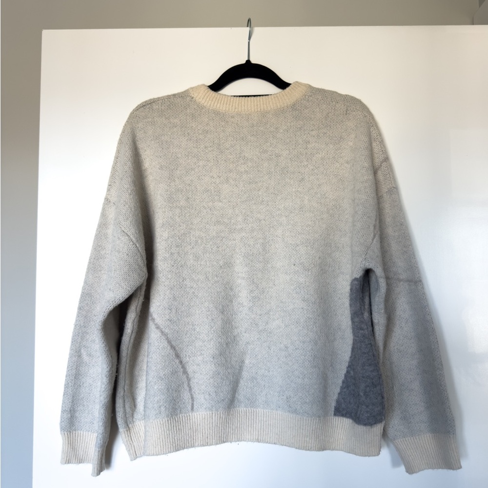 OAK + FORT Cream and Gray Knit Sweater